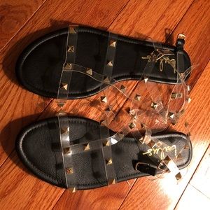 Lulus clear rhinestone sandals